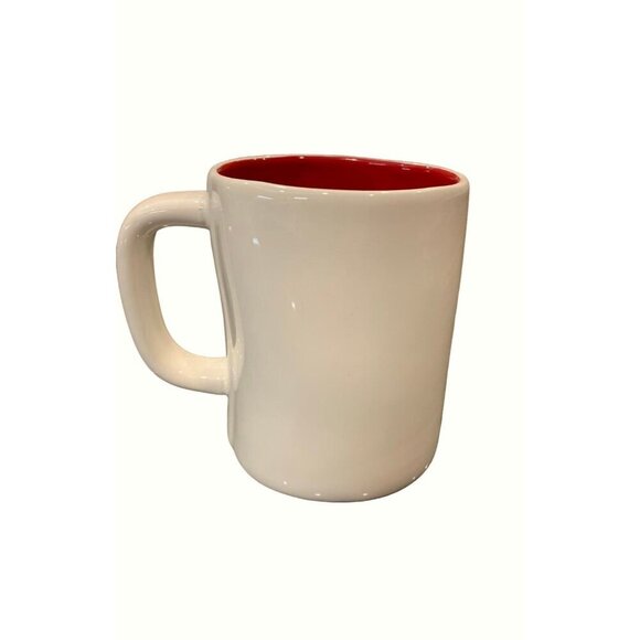 Rae Dunn JINGLE Large Ceramic Christmas Coffee Tea Cup Christmas Red Interior - Picture 3 of 7